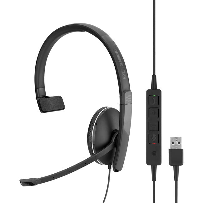 EPOS, Casque d'écoute monaural filaire avec prise de 3,5 mm et connectivité USB, avec connexion en ligne.