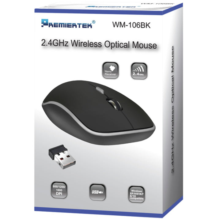 PREMIERTEK, Wrls 5Btn Rf Mouse 1600,Dpi Soft Touch Black