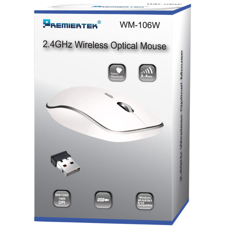 PREMIERTEK, Wrls 5Btn Rf Mouse 1600,Dpi Soft Touch White