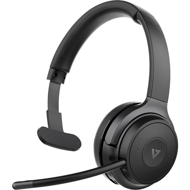 V7 AUDIO, Wrls Bt Mono Headset, Boom Mic W/Usb Dongle Black